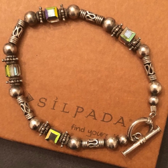 Vintage Silpada Sterling Silver and Swarovski Crystal Bead Bracelet B0912 - Picture 4 of 16